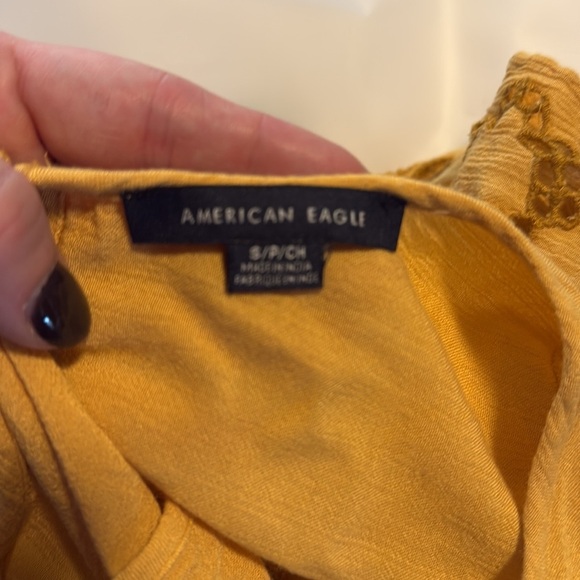 American Eagle Outfitters Yellow Flutter Sleeve Blouse - Picture 7 of 7